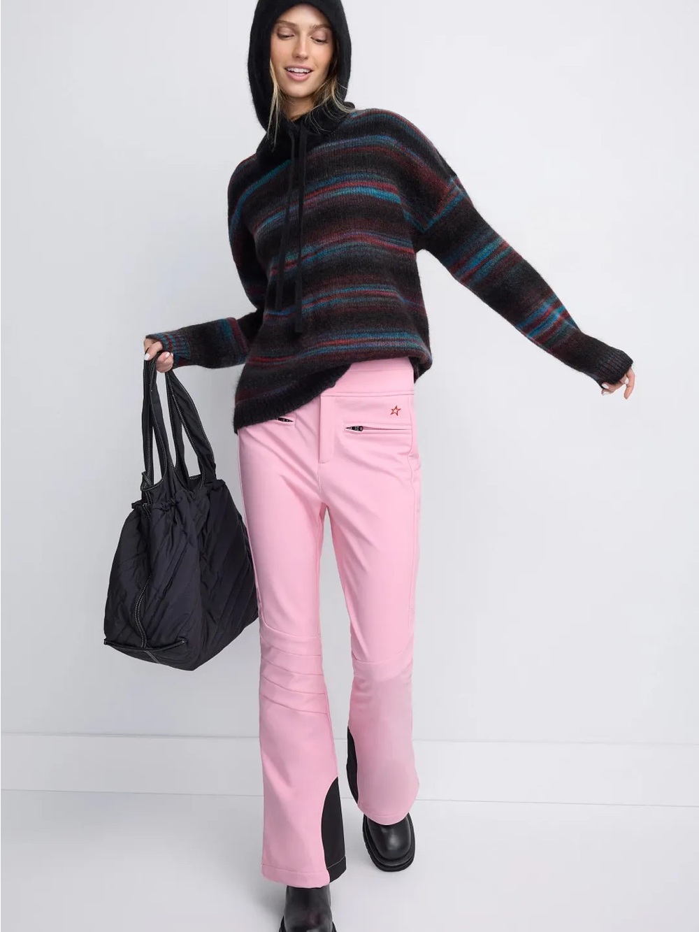 Perfect Moment Aurora High Waist Ski Pants Pink Black Flare M $595 Vacation